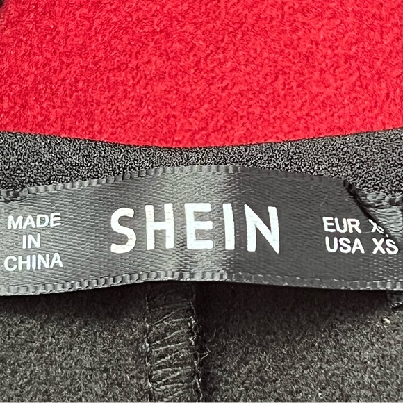 SHEIN Women's Color Block Open Front Cape, Cloak Sleeve, Black & Maroon, Size XS - Picture 5 of 7